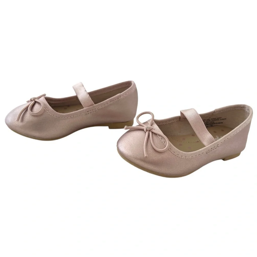 Cat & Jack Pink Blush Ballet Flats with Bow | Baby Girl Size 5